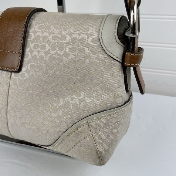 Coach Y2K White Signature Canvas Brown Leather Mini Soho Hobo Shoulder Bag #1444 - Picture 11 of 17
